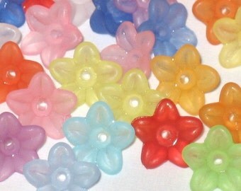 100 Acrylic Flower Beads Lucite Flower Beads - Rainbow - 9mm