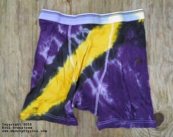 Purple and Gold Tie Dye Underwear (Faded Glory Boxer Briefs Size M) (One of a Kind)