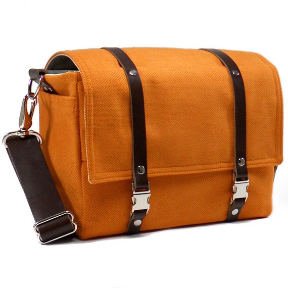 Items similar to Medium camera messenger bag with leather strap