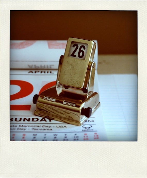 Perpetual Desk Calendar No. 4 Gold Brass Flip
