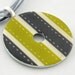 Upcycled Washer Pendant - Gray and Chartreuse Stripe
