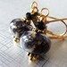 Lampwork Bead Earrings Black and Dark Purple Beaded Dangles Faceted Crystals Handmade Jewelry Gifts for Her Under 25