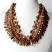 Beaded Statement Necklace Brown Jewelry Layered Multistrand Freshwater Pearls Faceted Crystals in Gold Statement Jewelry