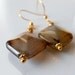 Brown Agate Geometric Bead Earrings Earthtone Dangles Diamond Shape Stones Gold Earring Wires Beaded Jewelry