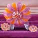 Silver Plate - AVON - Peach and Melon Demi Parure - Rhinestones - Brooch & Earrings