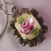 FOR TINA - Old Guilloche Pendant and Silver Plate Herringbone Chain