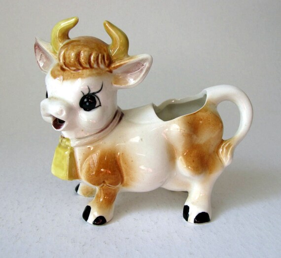 Funky Vintage Cow Milk Pitcher by DodadChick on Etsy