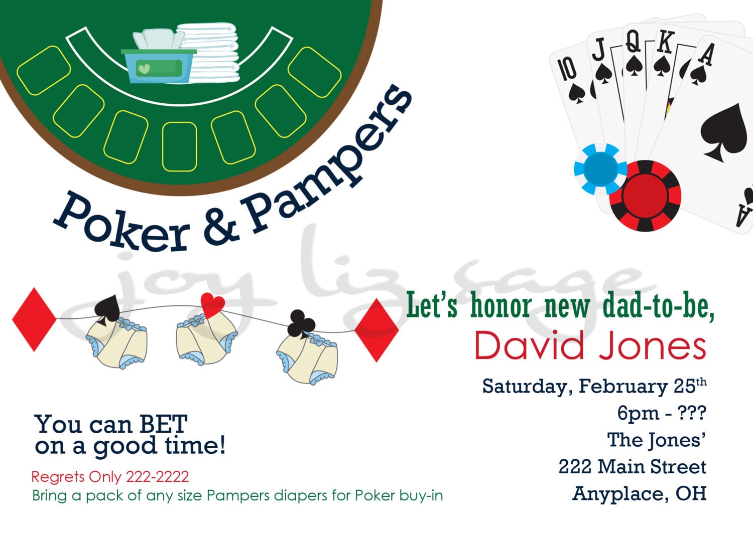 Diaper Poker Party Invitations