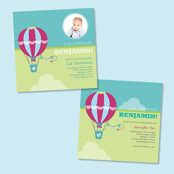 Hot Air Balloon Up and Away Baby Shower Party Invitation Il_570xn