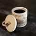 Small Rustic Stoneware Scandinavian Modern Butterfly Jar with Creamy Nutmeg glaze