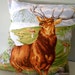OOAK Stag deer Cushion / Pillow cover Upcycled Teatowel