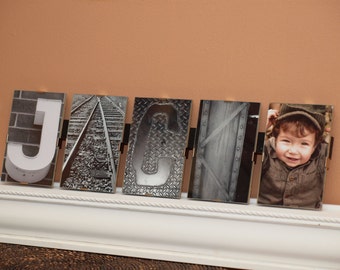 Alphabet Photography Frame Alphabet Photography - 5 letters-custom - floating frame, last name, first name, wedding, anniversary - 4"x6" frames mounted & ready to hang