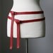 skinny double leather belt - RED