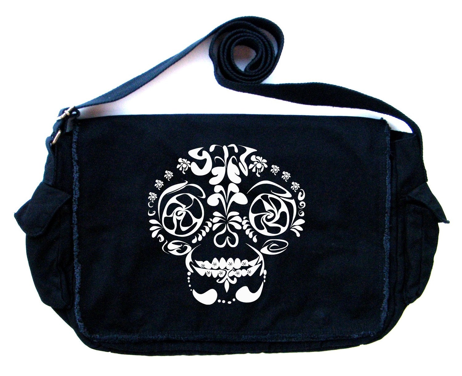 Calavera Sugar Skull Messenger Bag by FeistyFashion on Etsy