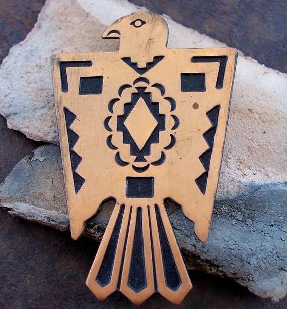 Copper Thunderbird Native American Style Pin Brooch by Bell