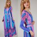 Vintage 70s Maxi Wrap Dress by MAURICE Bright ART NOUVEAU Print