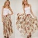Vintage 90s Maxi Skirt White FLORAL Print Romantic CRINKLE S/M