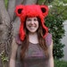 Red Grateful Dead "Dancing Bear" Furry Animal Hat SMALLER SIZE