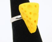 Cheese Wedge RING - Cheesehead Jewelry - Handmade - Wisconsin - mini food jewelry - cheese head