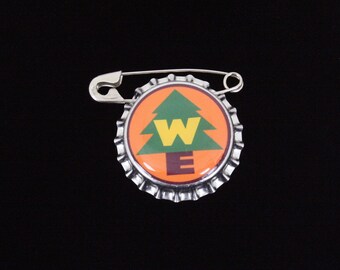 CLEARANCE : Wilderness Explorer Bottle Cap Pin Badge - Wedding Groom Gift - Adventure - Party Favors