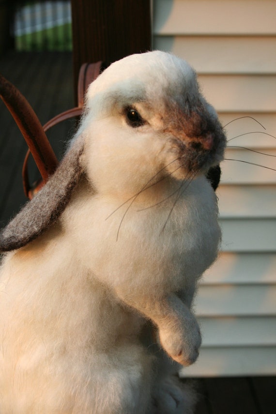 OOAK Needle felted Alpaca Life Size Lop Ear Bunny Rabbit