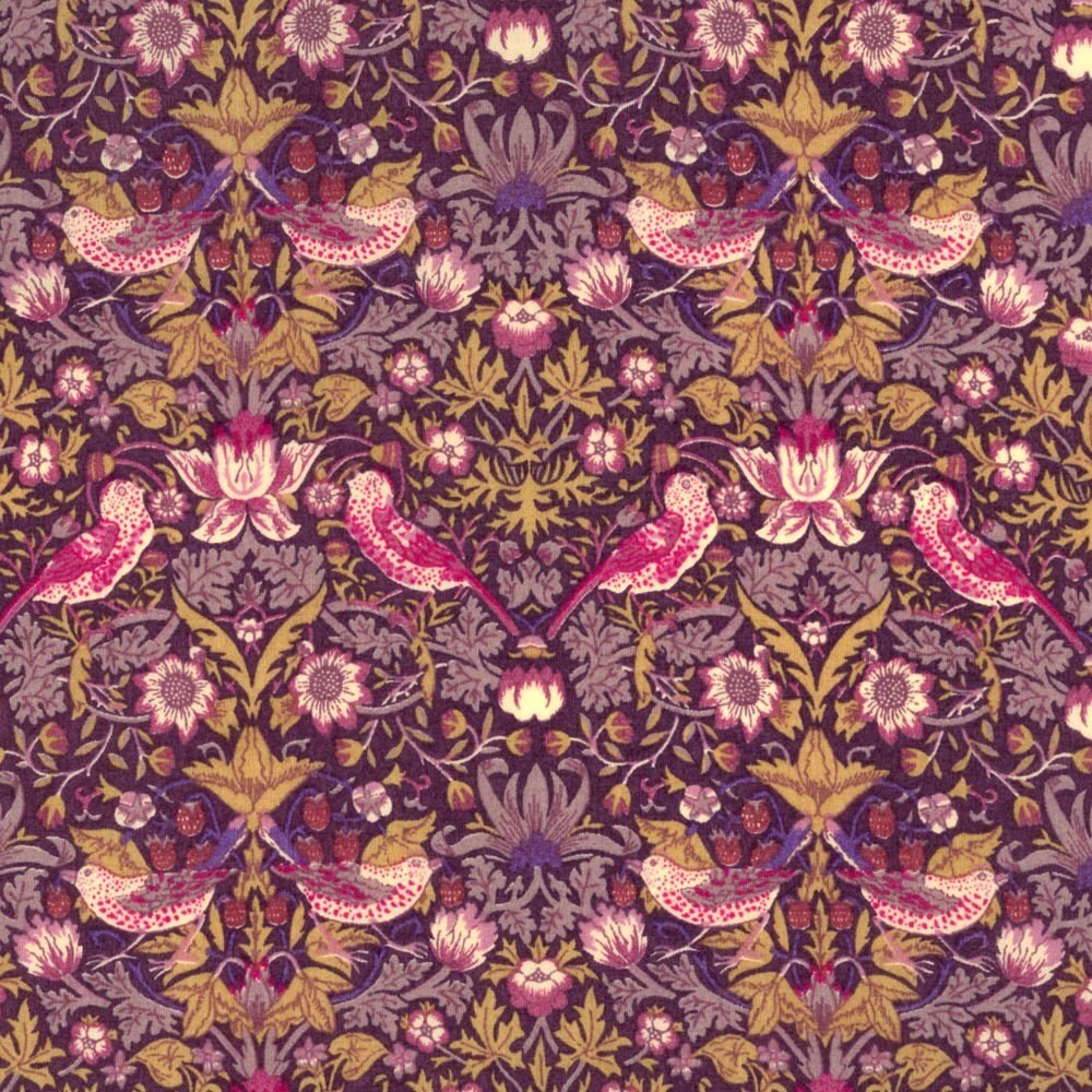 Liberty of London Strawberry Thief Purple Fabric Large Fat