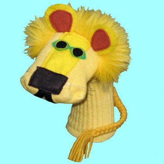 Handmade Yellow Lion Sock Puppet