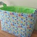 LARGE Fabric Organizer Basket Storage Container Bin - Size Large - Tiny Owls in Blue