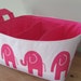 NEW Fabric Diaper Caddy - Fabric organizer storage bin basket - Hot pink elephants