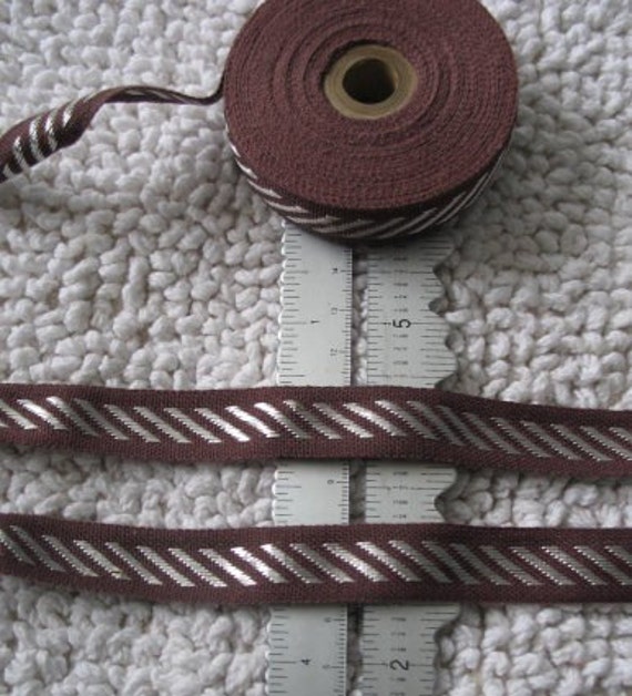 Many Yards of WOVEN UPHOLSTERY TAPE BROWN and WHITE From a