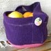 Eggplant and Hot Pink Wool Gathering Basket