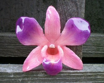 Free Shipping REAL Natural Radiant Orchid, Magenta Purple and Pink ORCHID Pin and Pendant