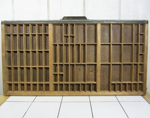 Vintage Newspaper Industrial Box Letter Typesetting Drawer