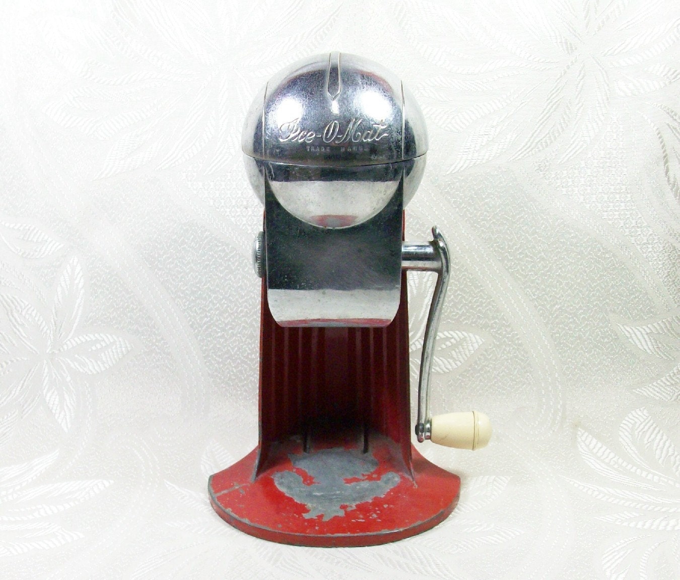 Vintage Ice Crusher Cast Iron Red Art Deco by PeachyChicBoutique