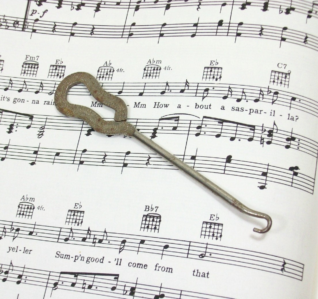 Antique Spats Shoe Button Hook Tool J.C. Penny Metal