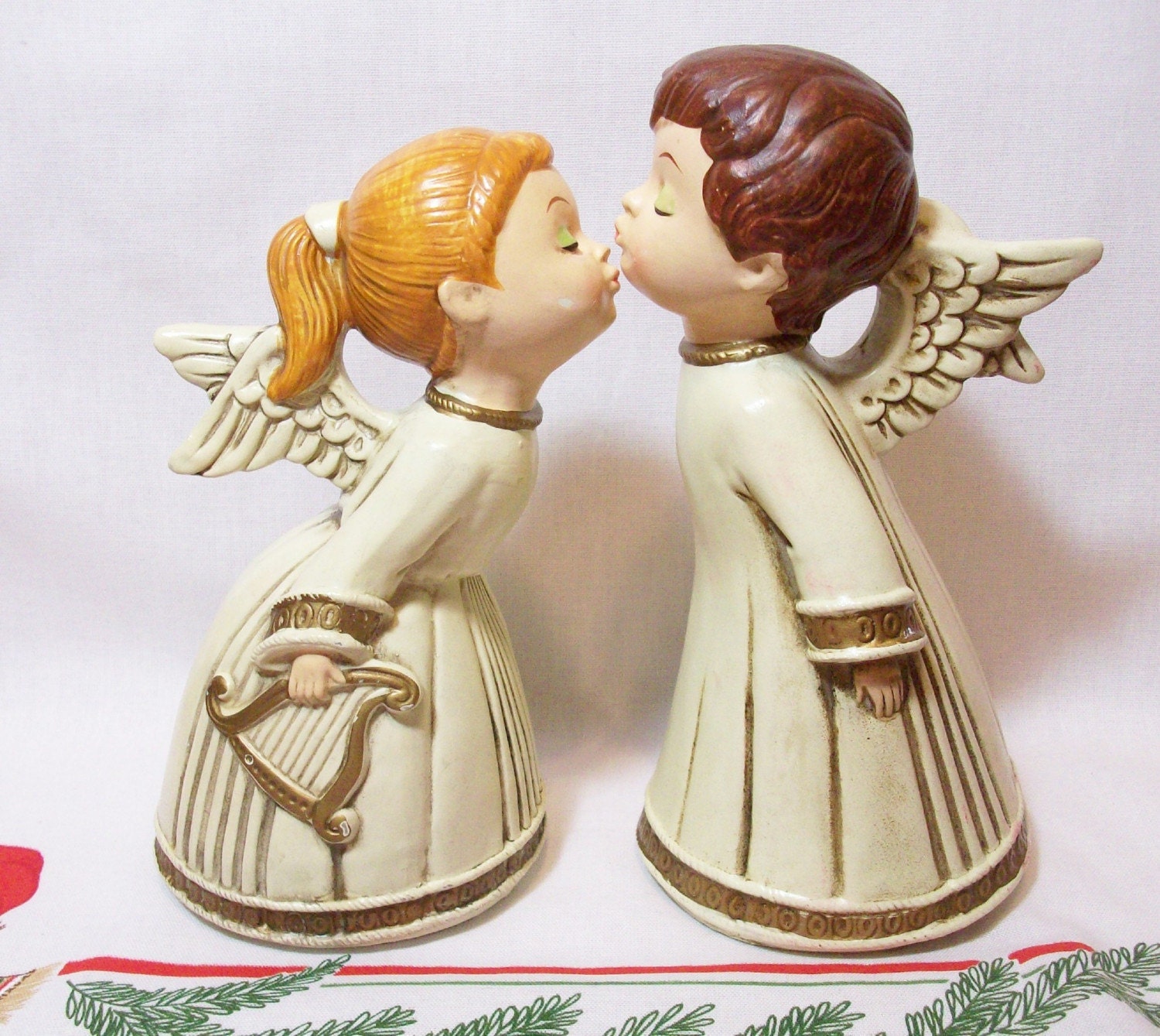 Pair Of Vintage Kissing Angels Japan