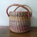 Vintage Woven Basket with Lid and Handles Muted Colors