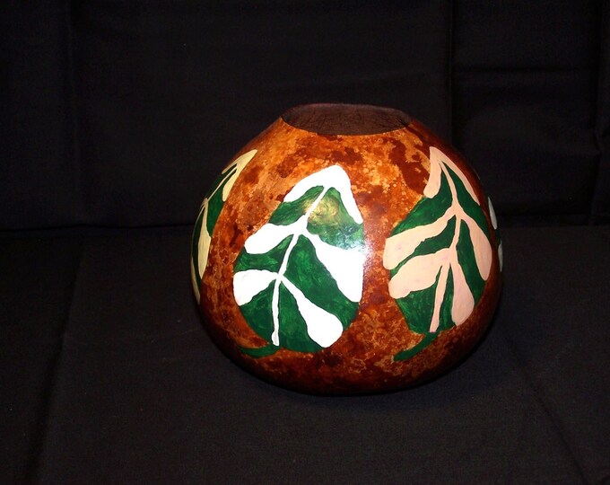 Gourd Art - Tropical Leaf Vase