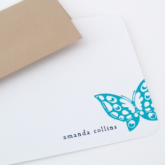 personalized stationery set flat note cards by naomilynn on Etsy