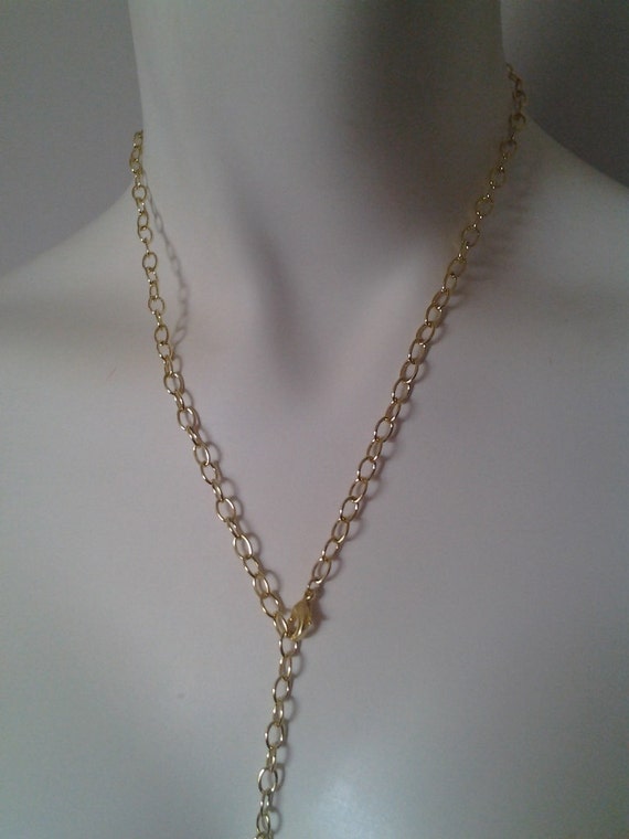 Necklace and Connected Belly Chain Goldtone
