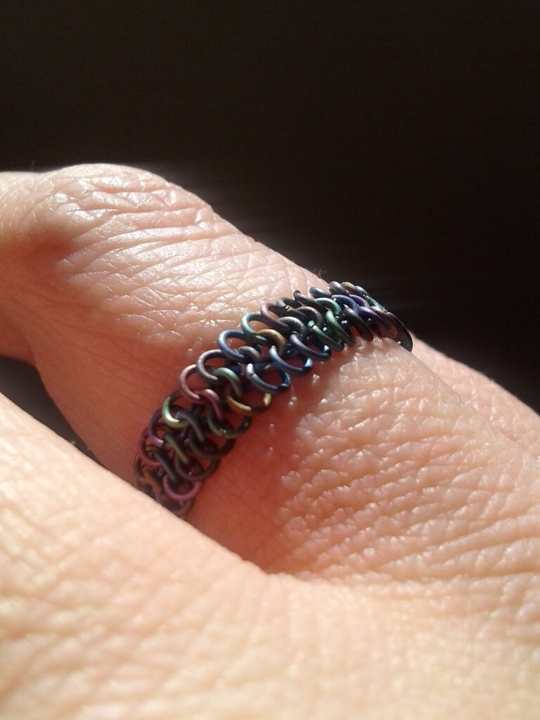 Multicolored Titanium Chainmaille Ring MADE TO ORDER