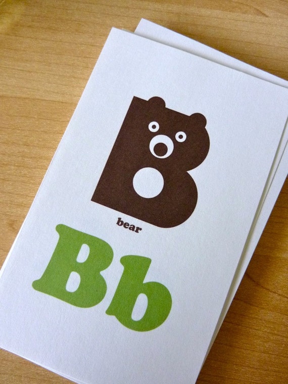 Animal Alphabet Flash Cards 3x5 Printable PDF green & brown