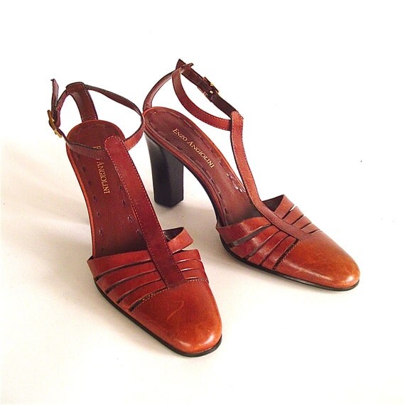 insoles heels padded high with vintage Angiolini Honey by Brown Enzo SkinnyandBernie Leather