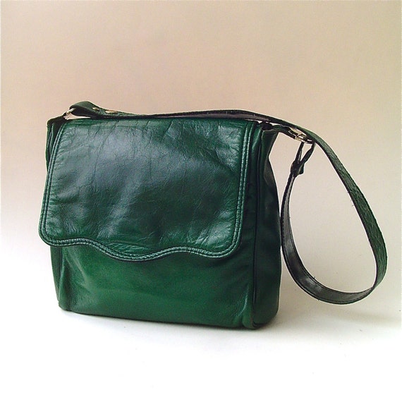 Boho vintage Emerald Green Leather Purse