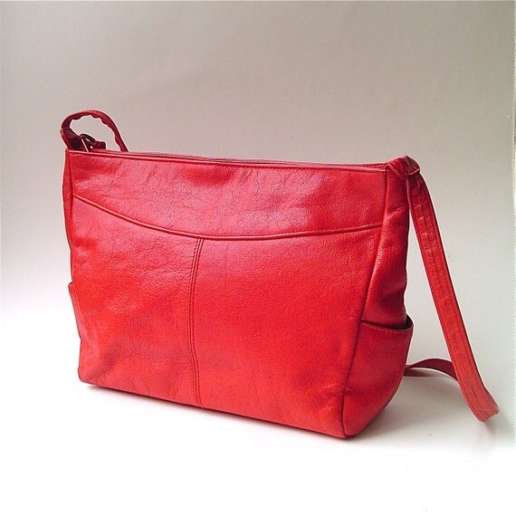 vintage Candy Apple Red Leather Purse