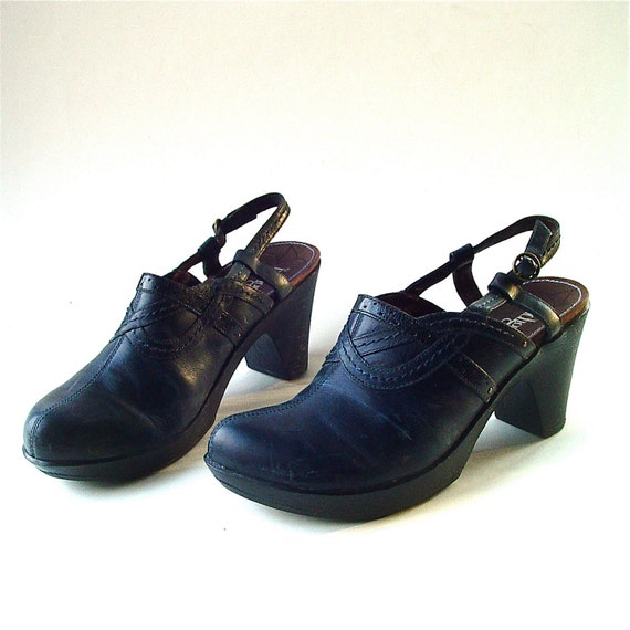 leather sling back clogs