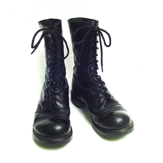 vintage Mens Black Leather Combat Boots by SkinnyandBernie