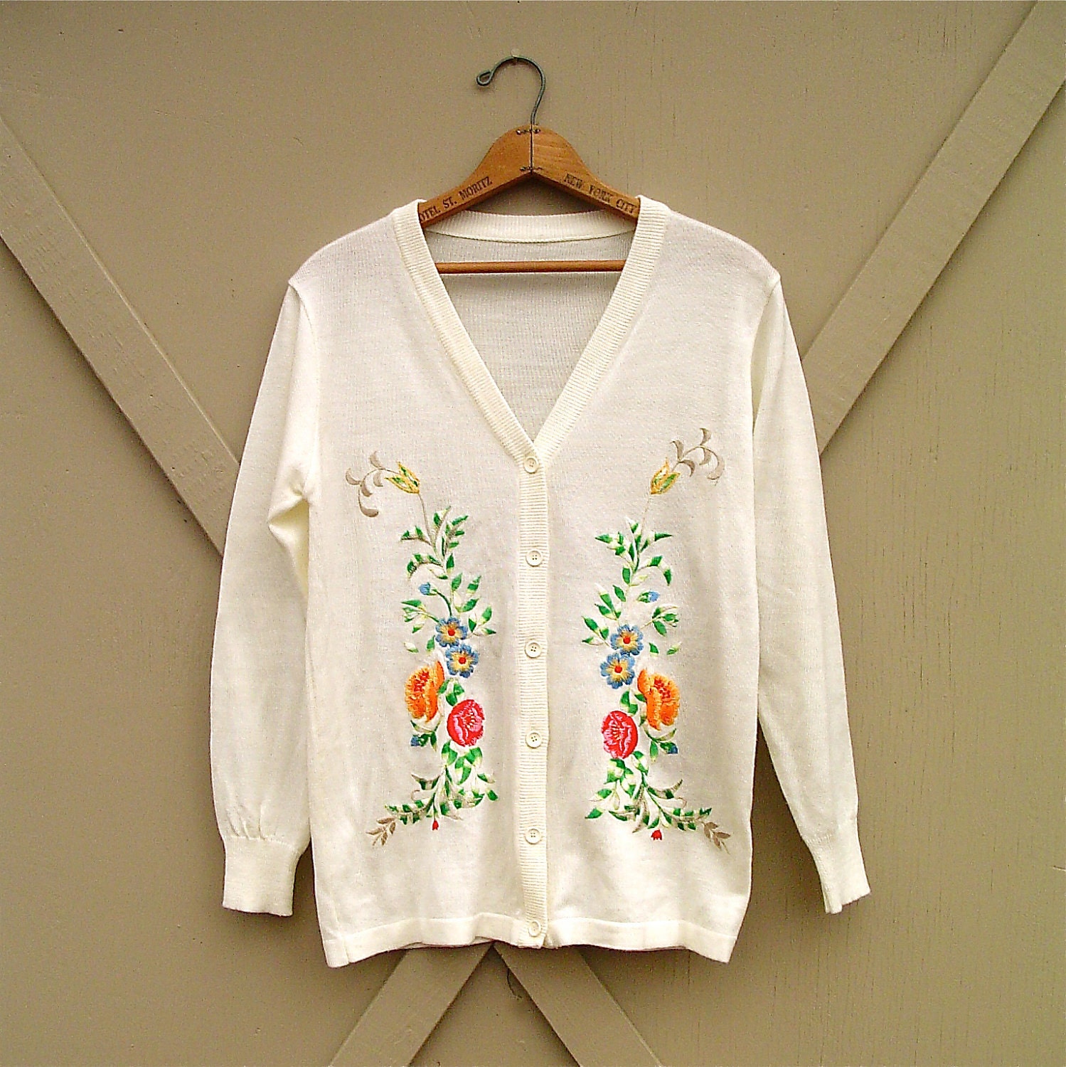 Vintage Floral Embroidered Cardigan Sweater vintage floral embroidered cardigan sweater