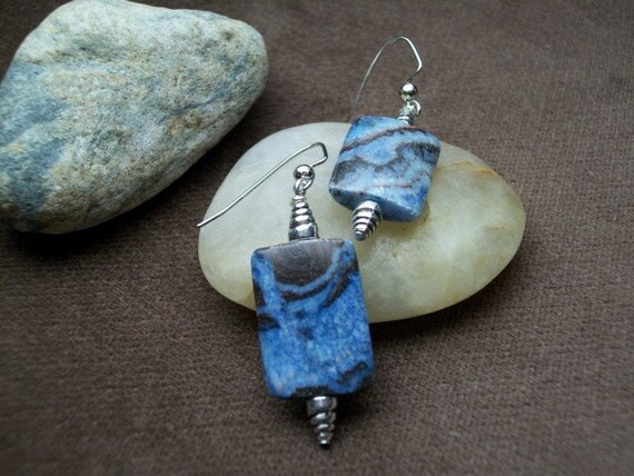 Items similar to Blue and Brown Jasper earrings on Etsy