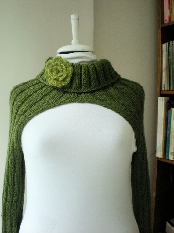 Items similar to Knitting Turtleneck Shrug Pattern With Glove Wool Long Sleeved Hand Knitted 